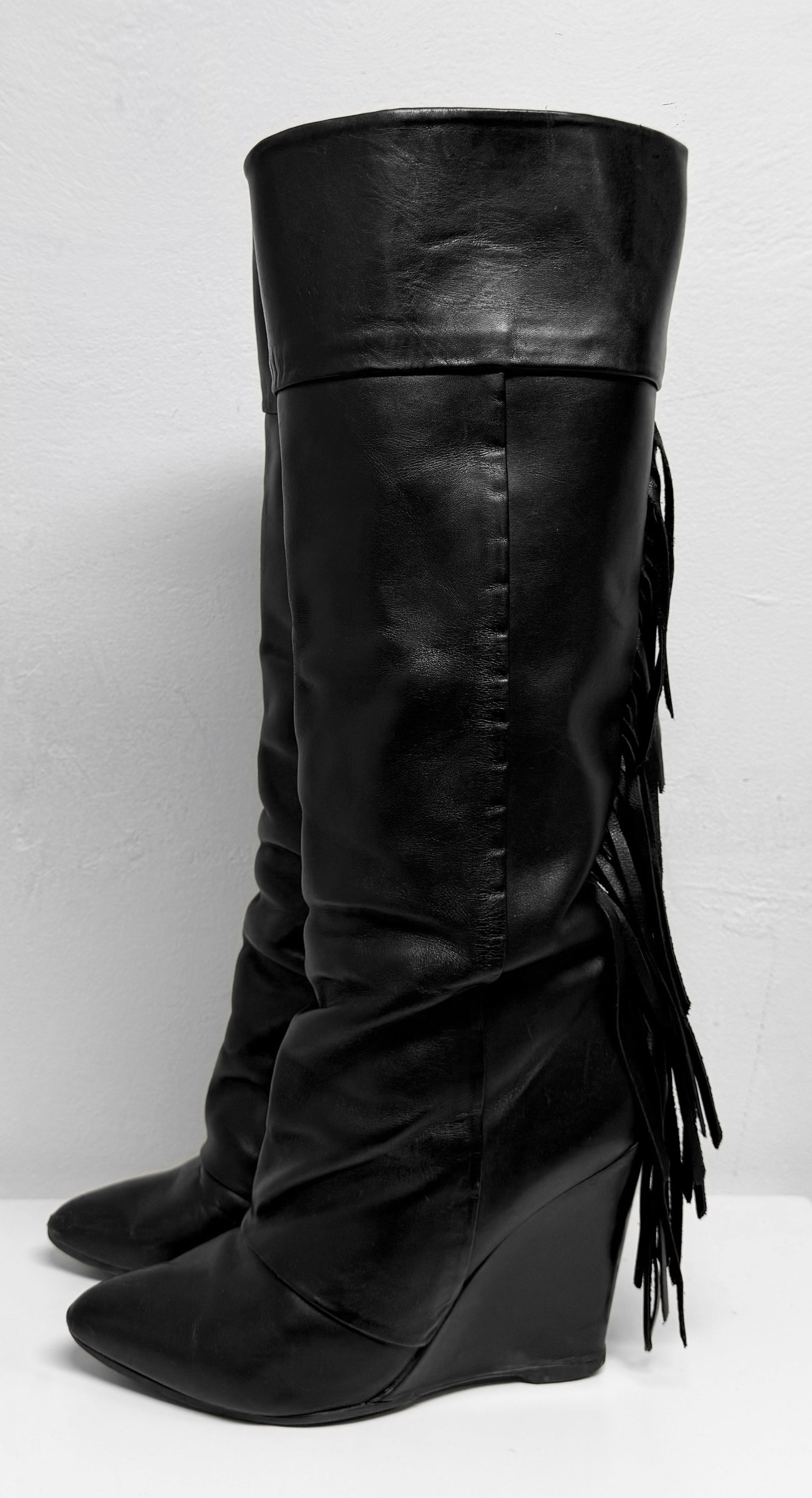 Black leather vintage boots
