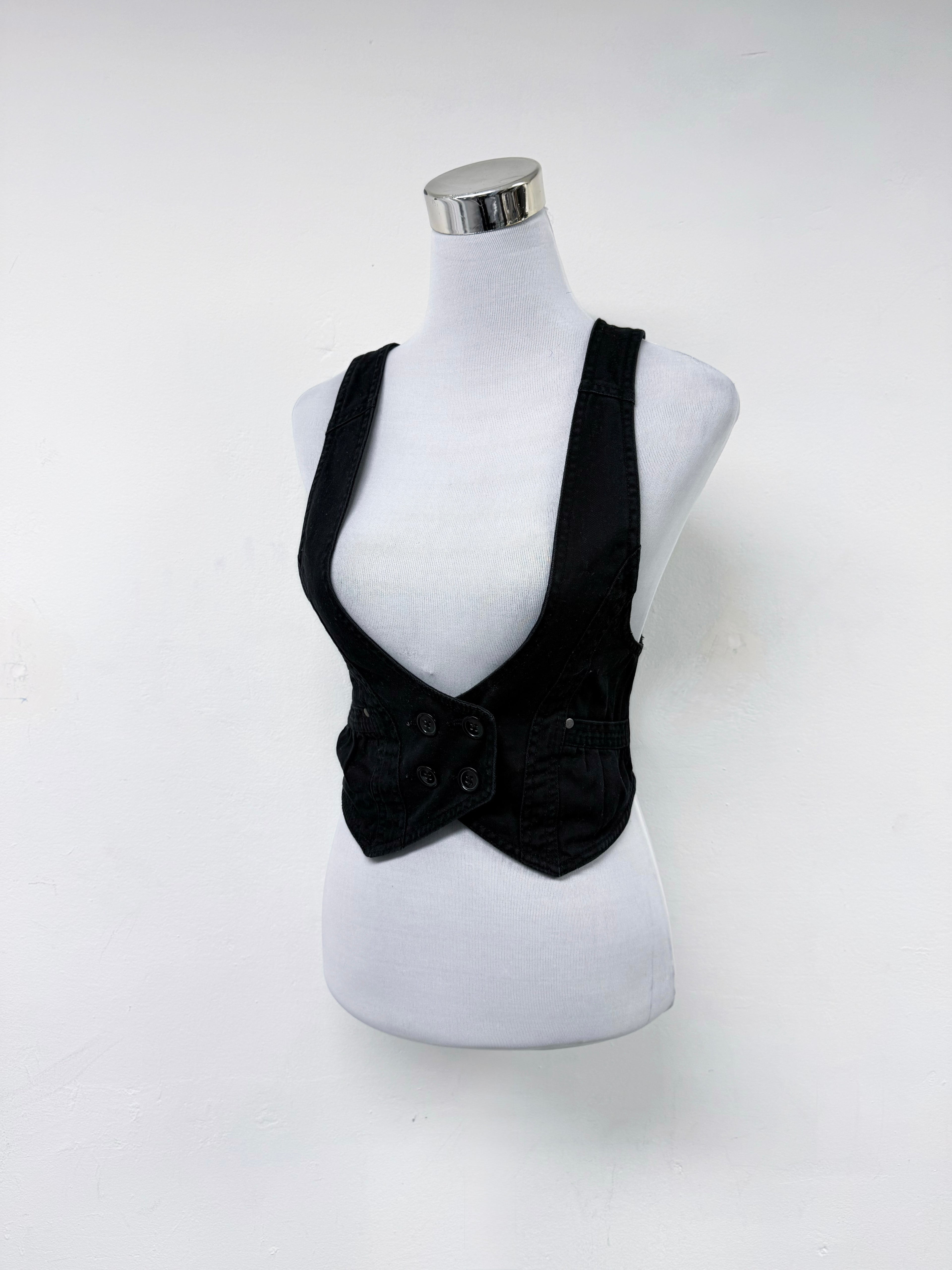 Black denim vest
